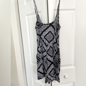 Paisley Blue and White Sleeveless Romper